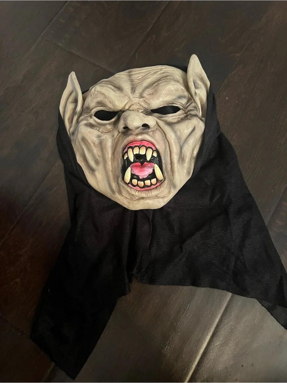 Scary Vampire Monster Mask in Flesh with Black Hood - Halloween Costume